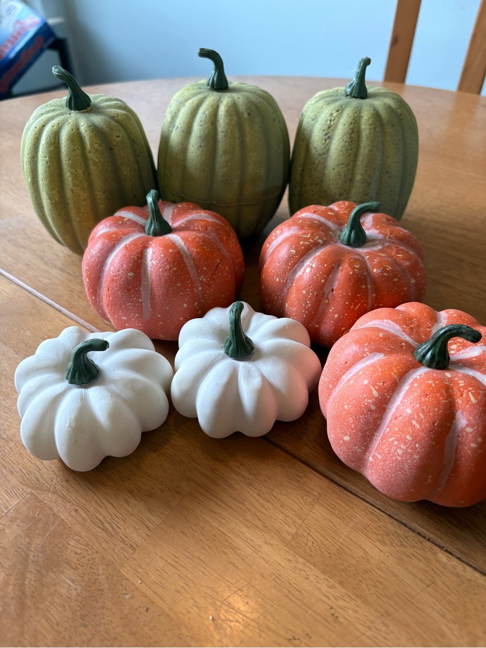 Assorted Ceramic Pumpkin Fall Decor - Orange, White, Olive Green